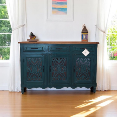 Deep Teal Lattice Sideboard