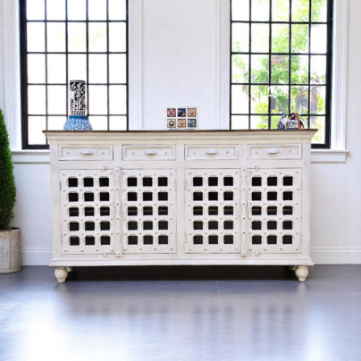 Distressed White Sideboard