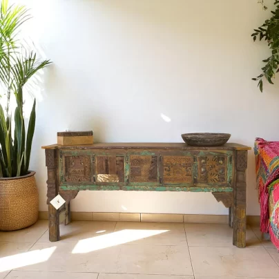 Rustic Charm Carved Console
